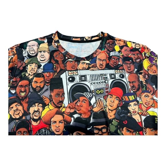 Hip Hop Legends All Over Rapper Print Tee T-Shirt Wu-Tang Snoop Jay-Z - Picture 2 of 7